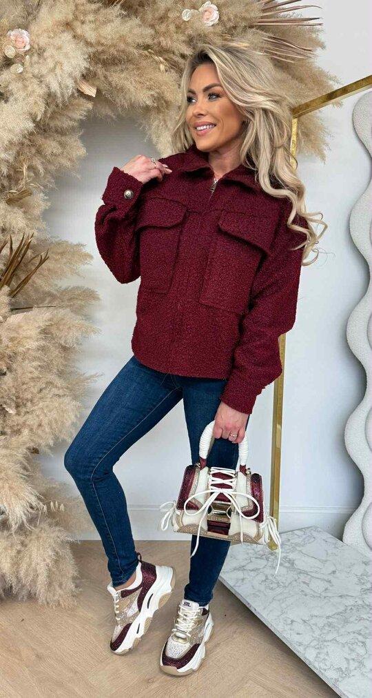 ZIP BOUCLE JACKET BORDEAUX