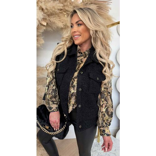 TEDDY BUTTON GILET BLACK TEDDY BUTTON GILET BLACK