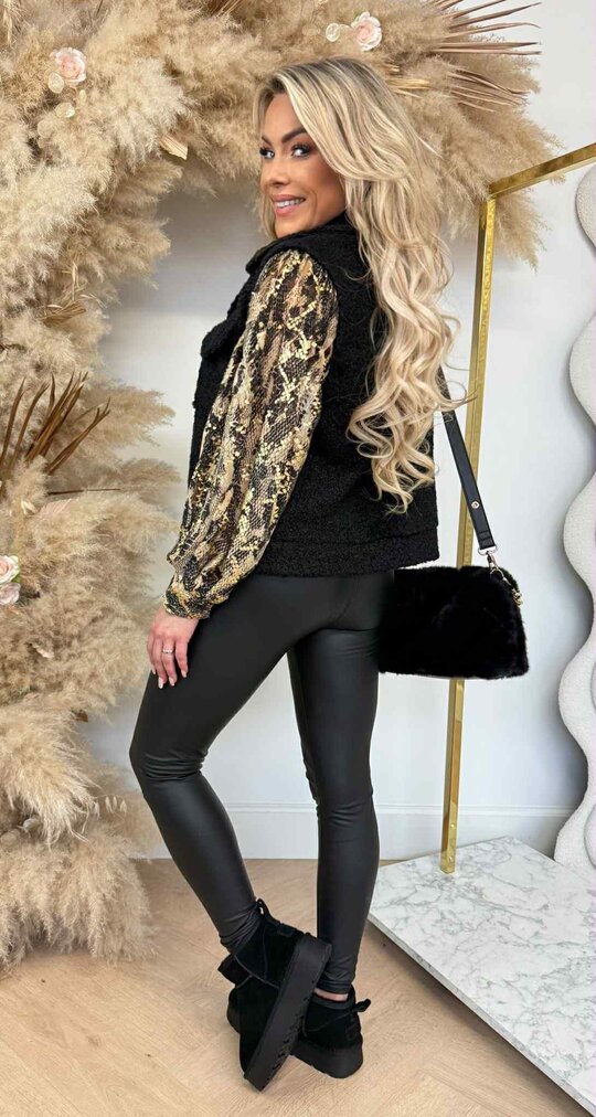 TEDDY BUTTON GILET BLACK