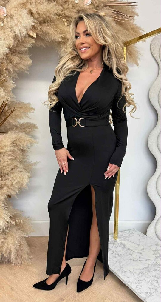 BY SWAN TRAVEL SPLIT BELT DRESS 9305 BLACK