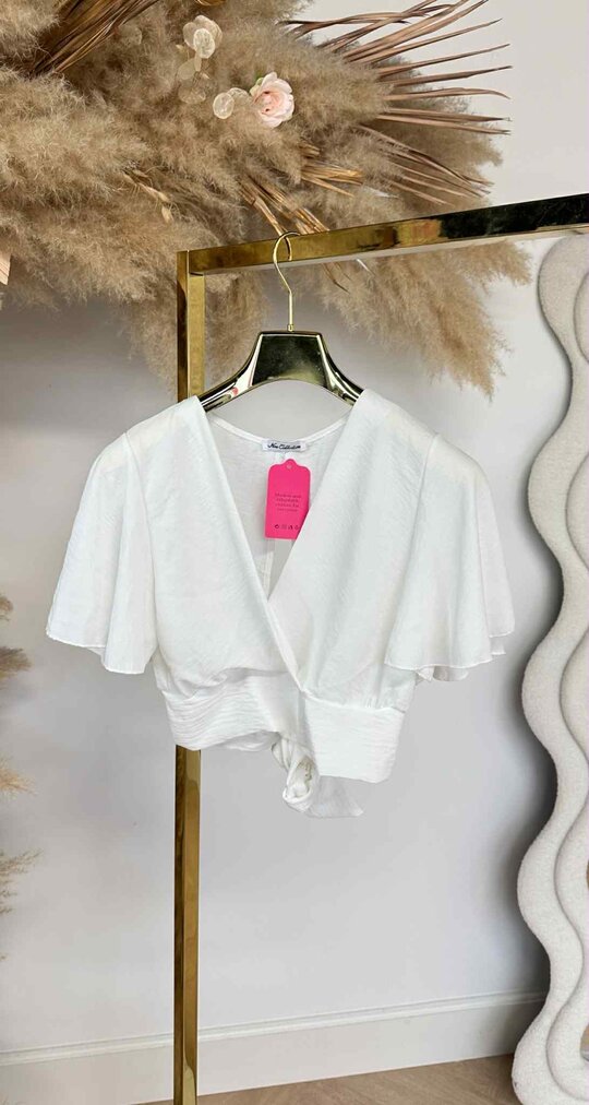 OPEN BACK CROPPED TOP WHITE