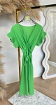 NOELIA RUFFLE DRESS LONG APPLEGREEN