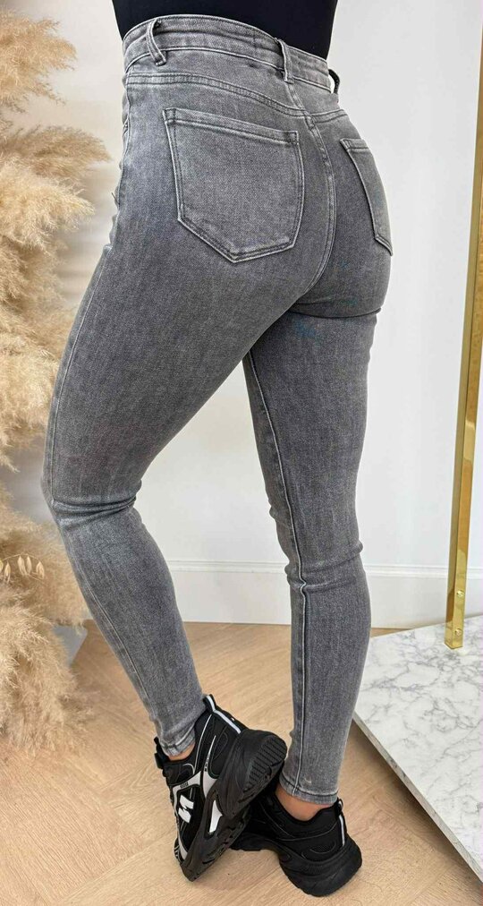 HIGH WAIST SKINNY JEANS 8841 GREY