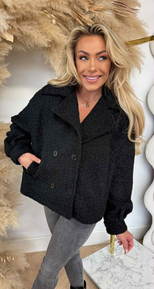 NINE TEDDY COAT BLACK