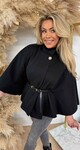 RIB BELT PONCHO BLACK