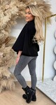 RIB BELT PONCHO BLACK