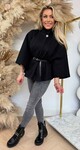 RIB BELT PONCHO BLACK