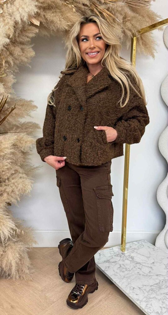 NINE TEDDY COAT CHOCO
