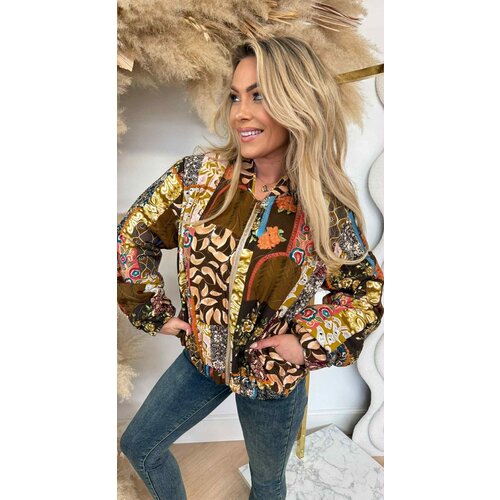 QUILTED PRINT JACKET BROWN/MULTI QUILTED PRINT JACKET BROWN/MULTI