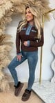 DENIM BUTTON RIB TOP 1034 CHOCO