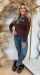 DENIM BUTTON RIB TOP 1034 CHOCO