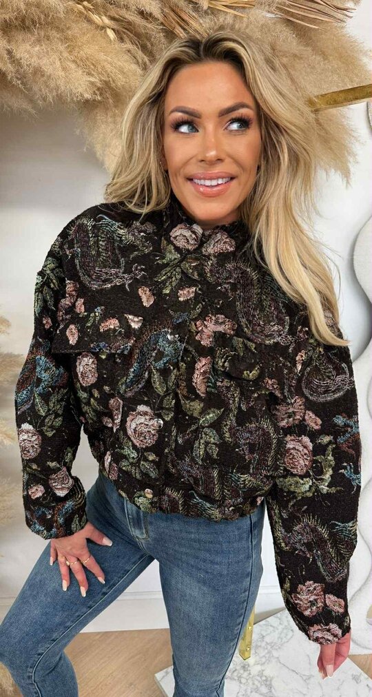 FASHION PRINT JACKET BLACK