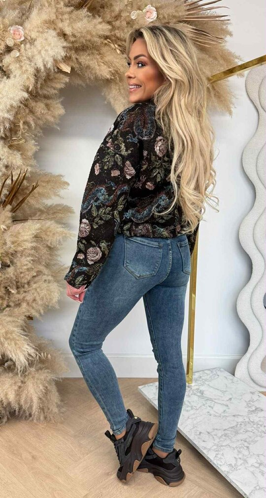 FASHION PRINT JACKET BLACK
