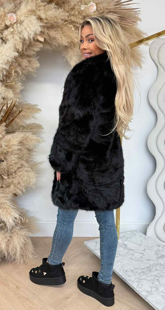 SISSY FAKE FUR COAT 282 BLACK