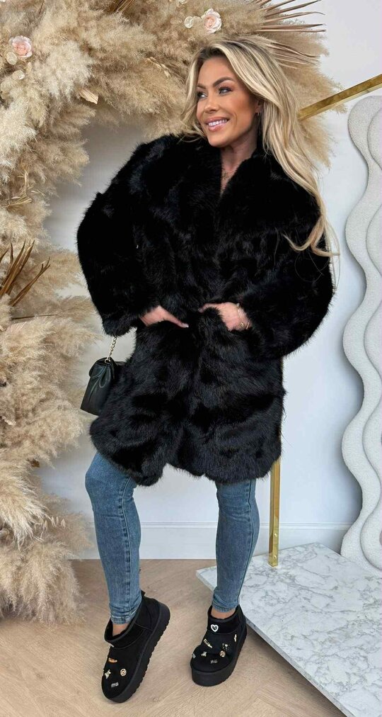 SISSY FAKE FUR COAT 282 BLACK