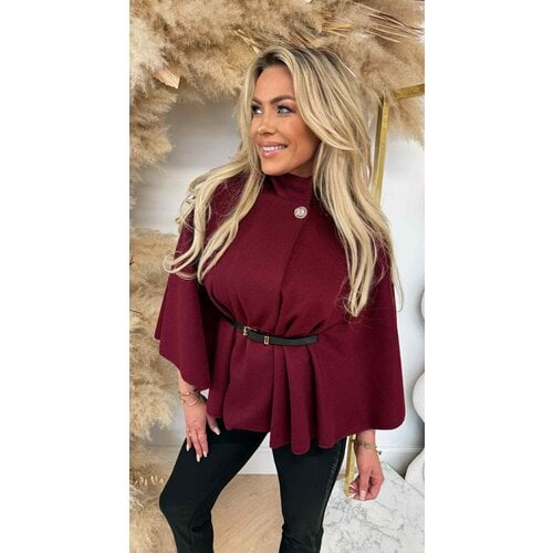 RIB BELT PONCHO BORDEAUX RIB BELT PONCHO BORDEAUX