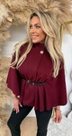 RIB BELT PONCHO BORDEAUX