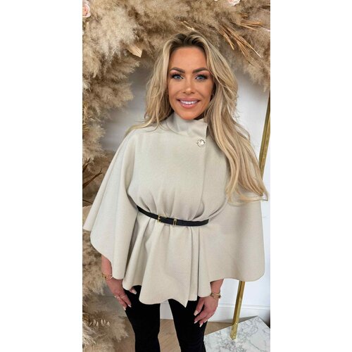 RIB BELT PONCHO BEIGE RIB BELT PONCHO BEIGE