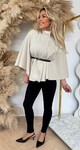 RIB BELT PONCHO BEIGE