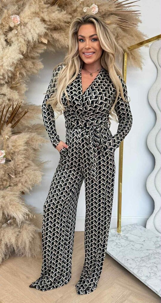 BY SWAN PRINT TRAVEL JUMPSUIT 9223 COFFEE