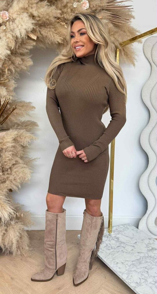 KAYLLA TURTLE NECK DRESS 10029 CHOCO