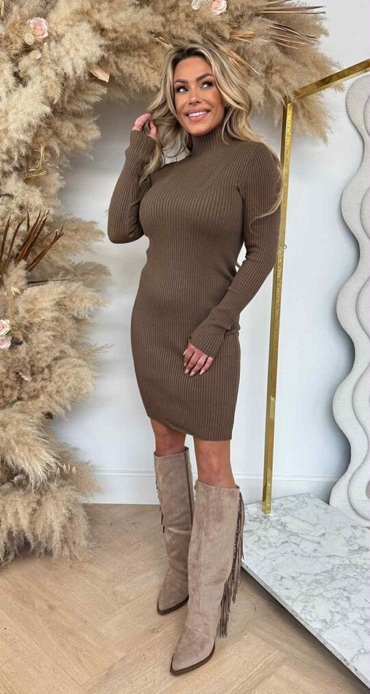 KAYLLA TURTLE NECK DRESS 10029 CHOCO