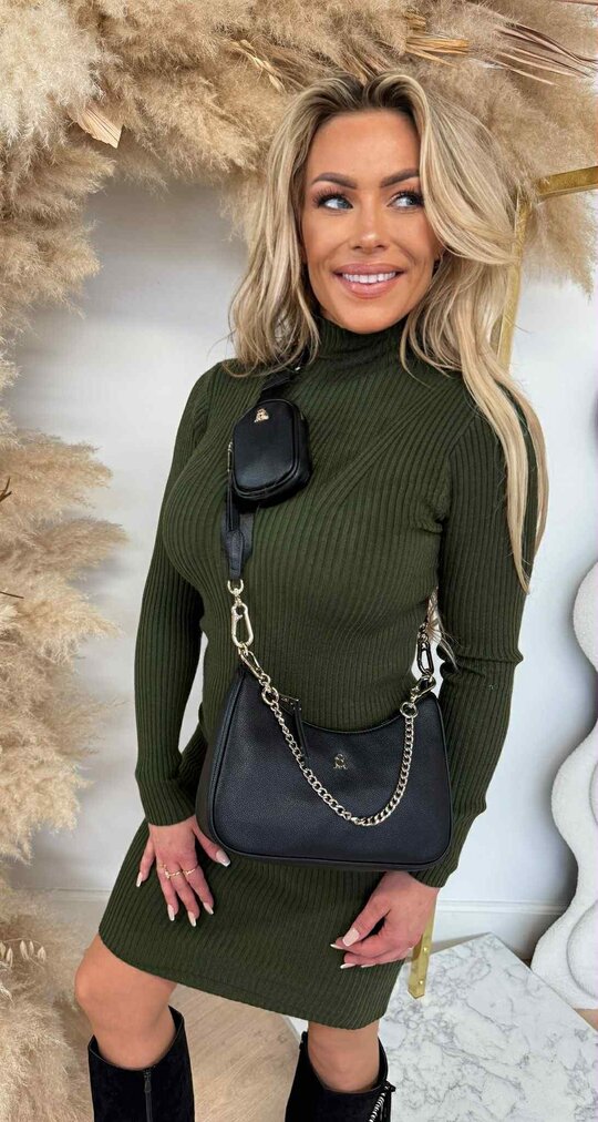 KAYLLA TURTLE NECK DRESS 10029 ARMYGREEN