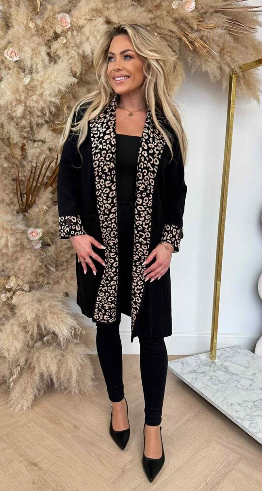 LEOPARD BIES VEST B1519 BLACK/CAMEL