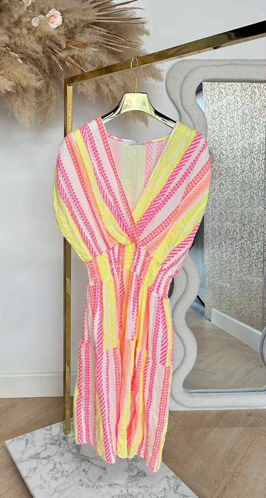 FASHION COTTON MAAIKE DRESS WHITE/COLOR