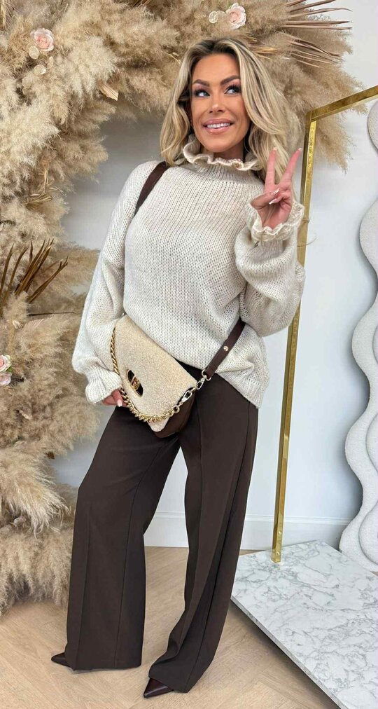 RUFFLE BASIC SWEAT BEIGE *L*