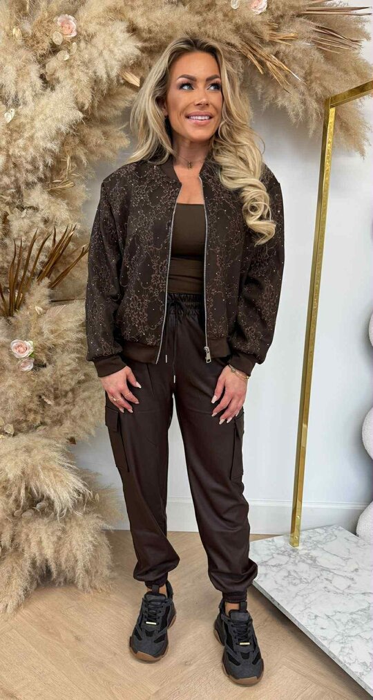 AMY GLITTER LACE JACKET CHOCO