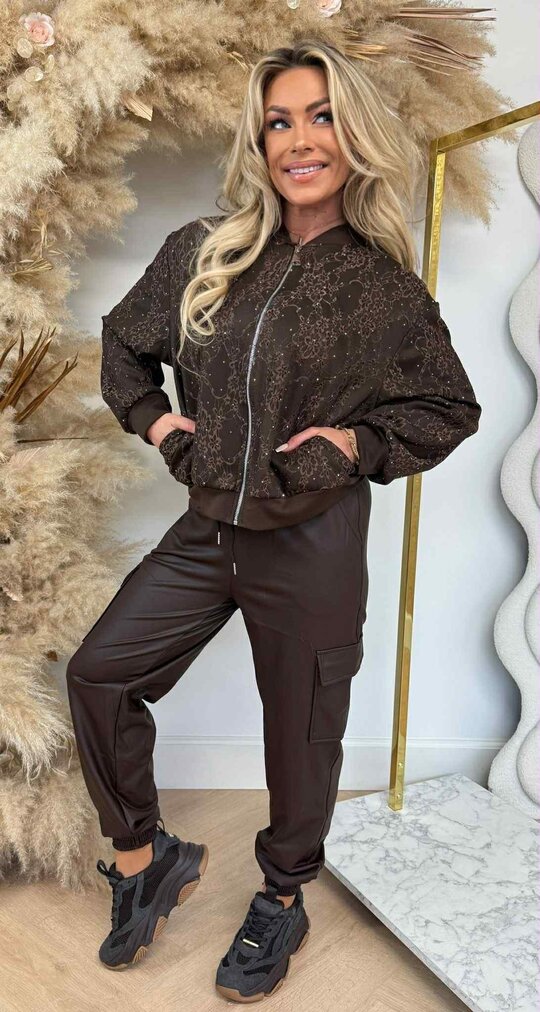 AMY GLITTER LACE JACKET CHOCO