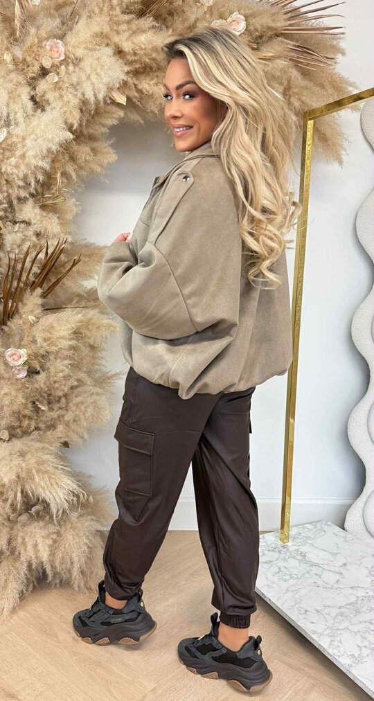 SUEDINE BASIC BOMBER TAUPE