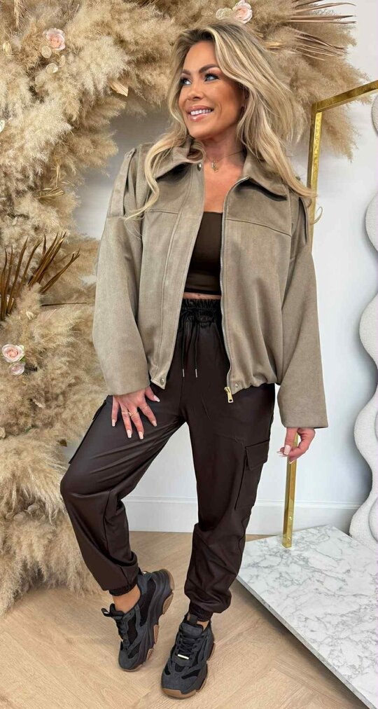 SUEDINE BASIC BOMBER TAUPE