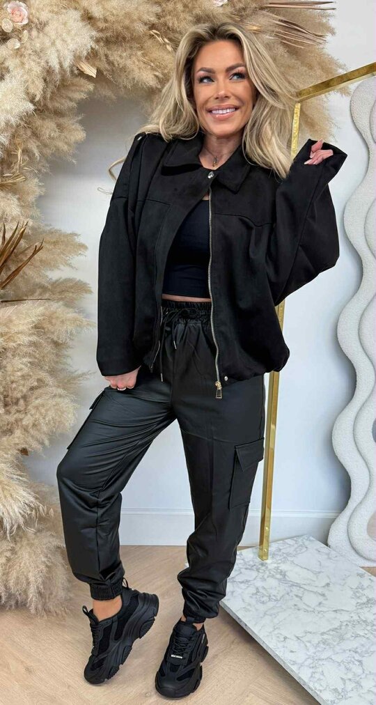 SUEDINE BASIC BOMBER BLACK