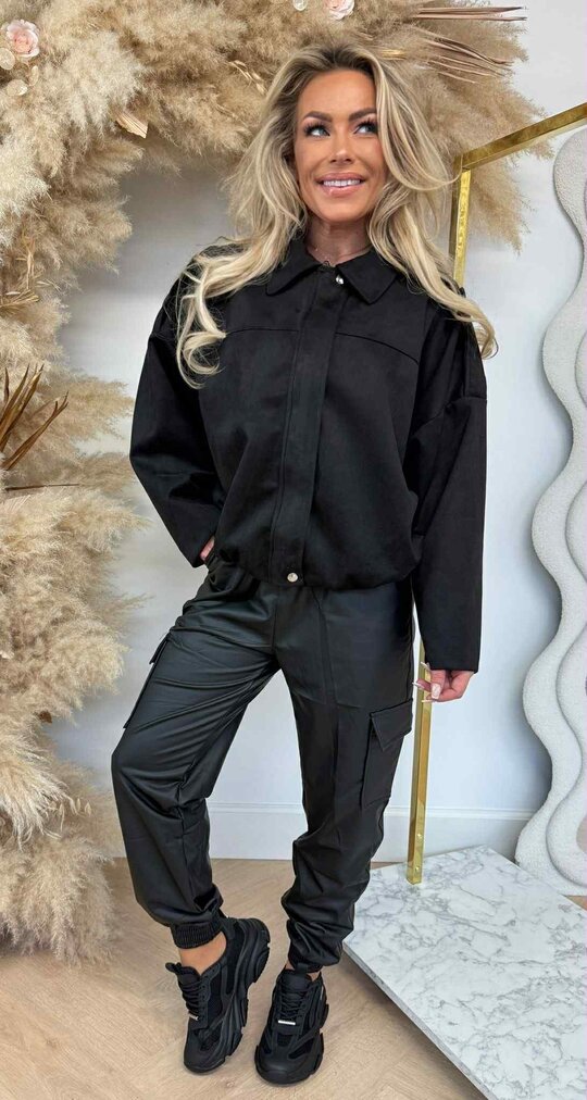 SUEDINE BASIC BOMBER BLACK