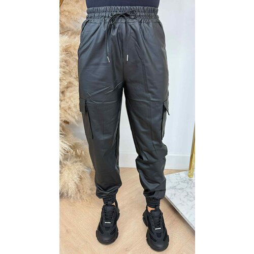 CARGO LEATHER LOOK PANTS 2753 BLACK CARGO LEATHER LOOK PANTS 2753 BLACK