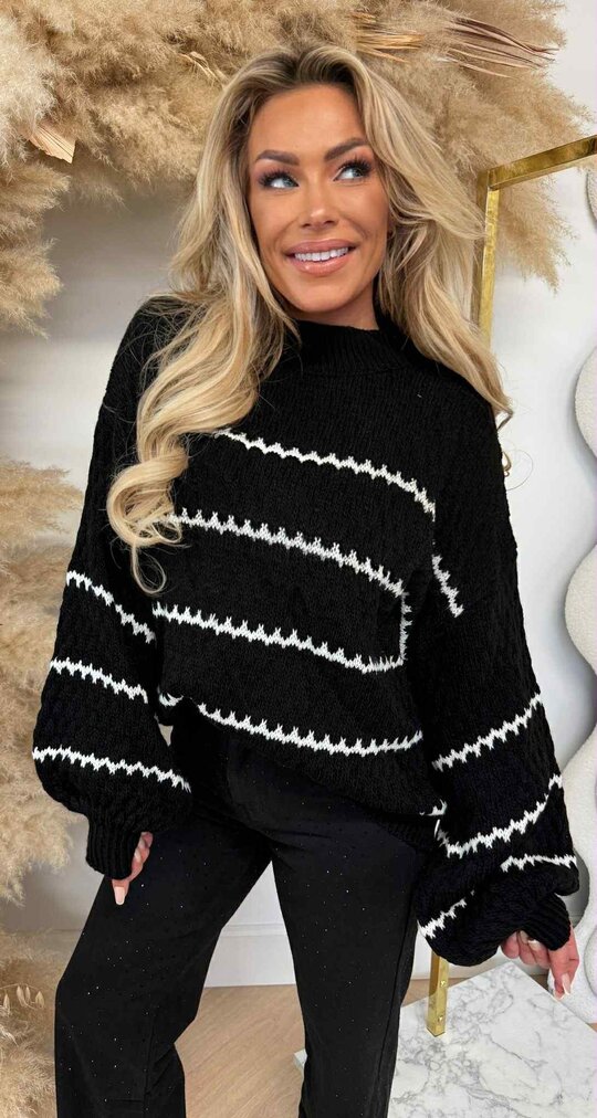 WILLY STRIPE SWEAT BLACK