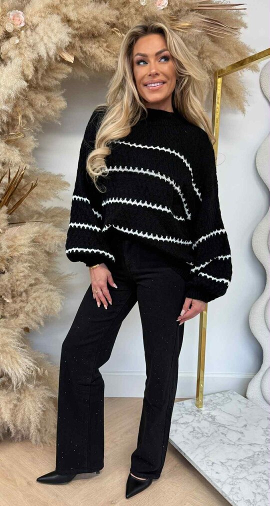 WILLY STRIPE SWEAT BLACK