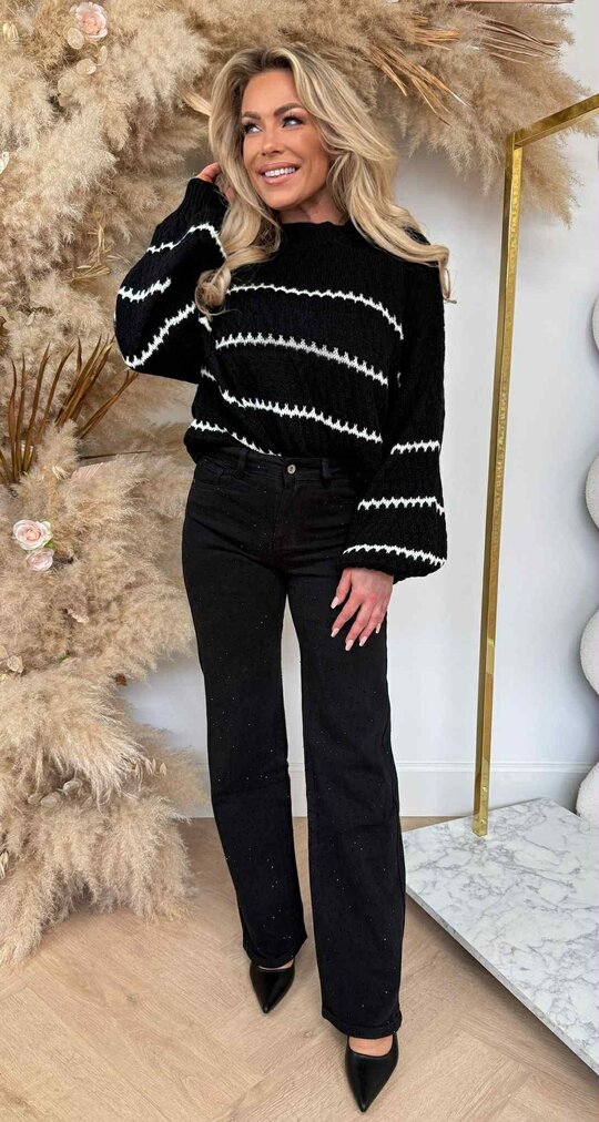 WILLY STRIPE SWEAT BLACK