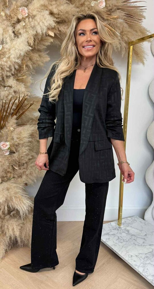 PRINTY CROPPED MOUW BLAZER BLACK