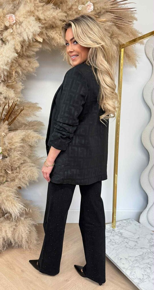 PRINTY CROPPED MOUW BLAZER BLACK