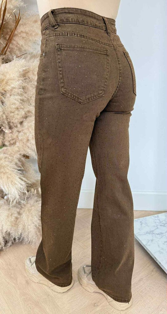 WIDE LEG SPARKLE JEANS 6765-6 CHOCO
