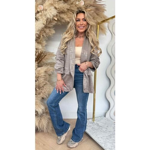 PRINTY CROPPED MOUW BLAZER BEIGE PRINTY CROPPED MOUW BLAZER BEIGE