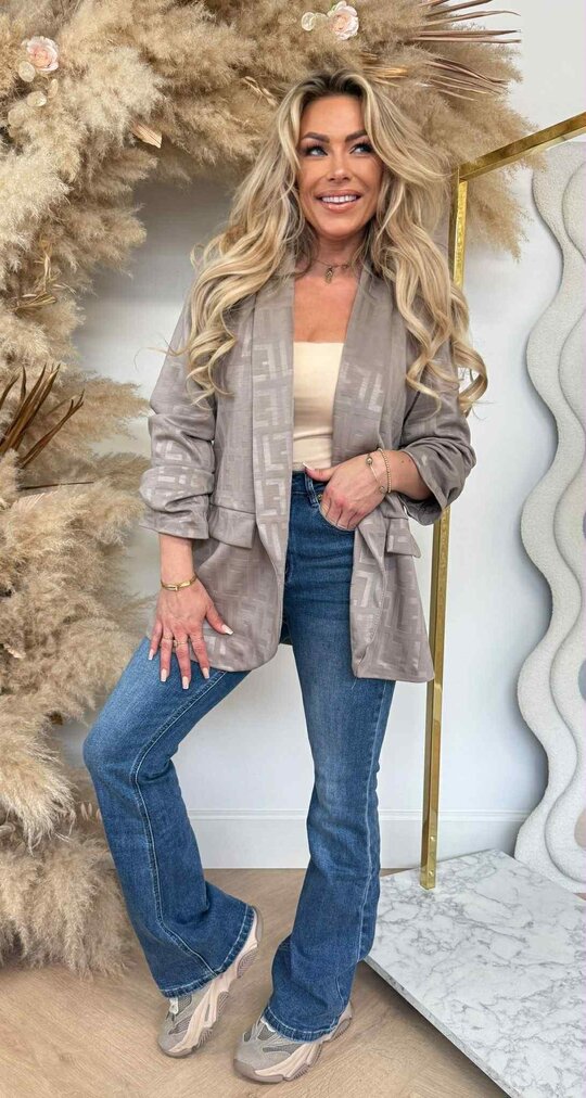 PRINTY CROPPED MOUW BLAZER BEIGE