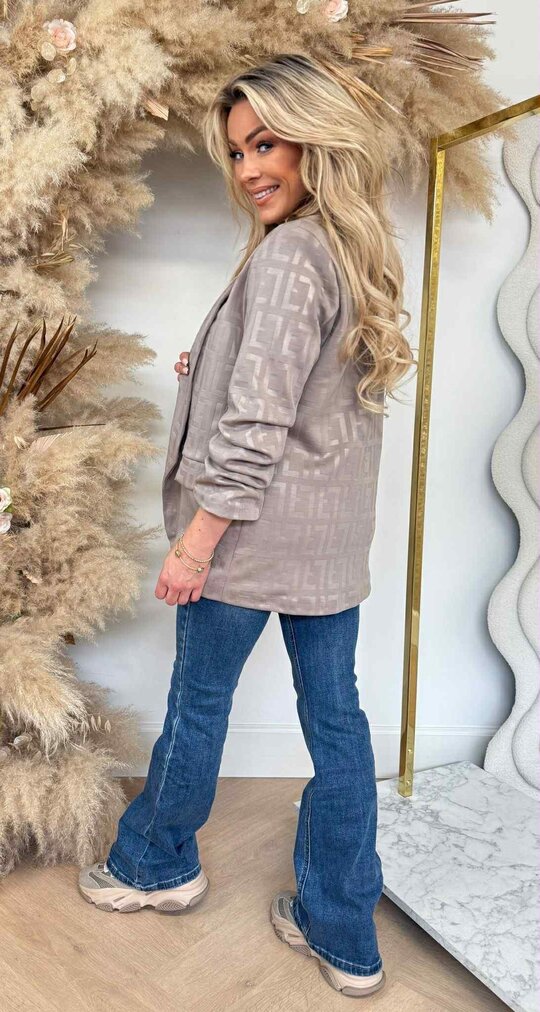 PRINTY CROPPED MOUW BLAZER BEIGE