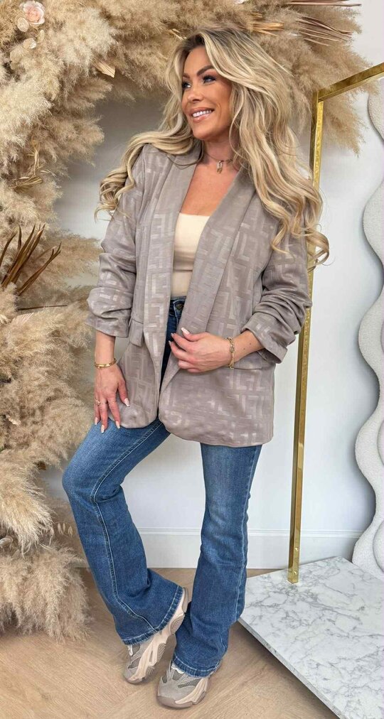 PRINTY CROPPED MOUW BLAZER BEIGE