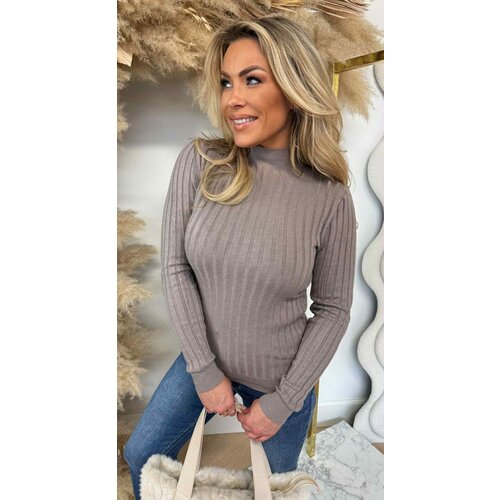 TURTLE RIB BASIC TOP TAUPE TURTLE RIB BASIC TOP TAUPE
