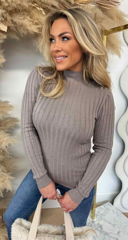 TURTLE RIB BASIC TOP TAUPE