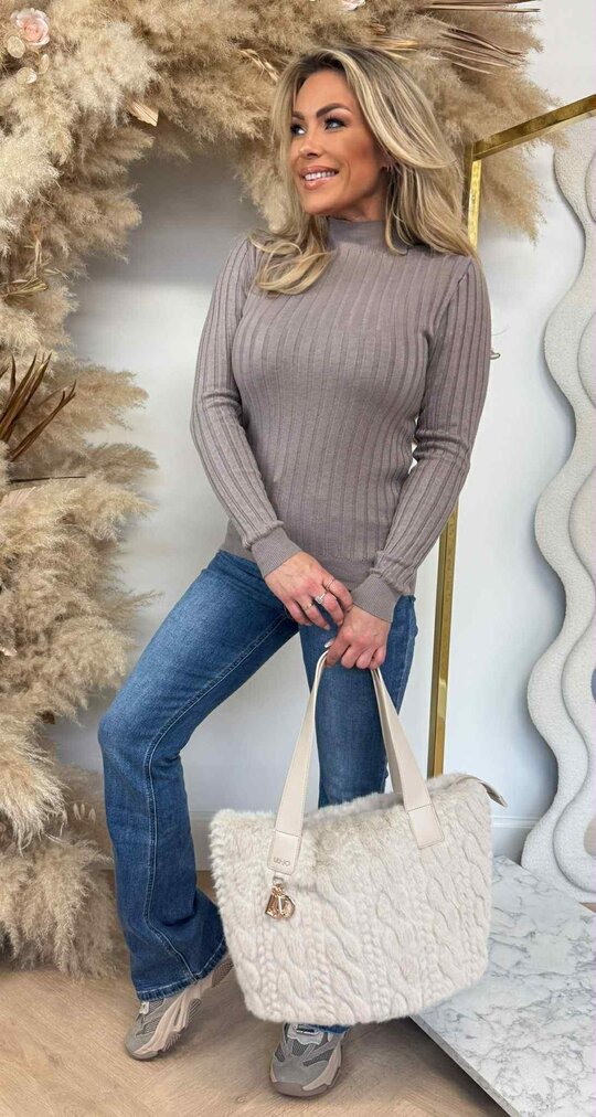 TURTLE RIB BASIC TOP TAUPE
